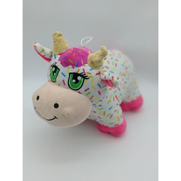 Peek a Boo Toys Plush Cow White Pink Sprinkles Toy 15" pink yellow green - Picture 7 of 9
